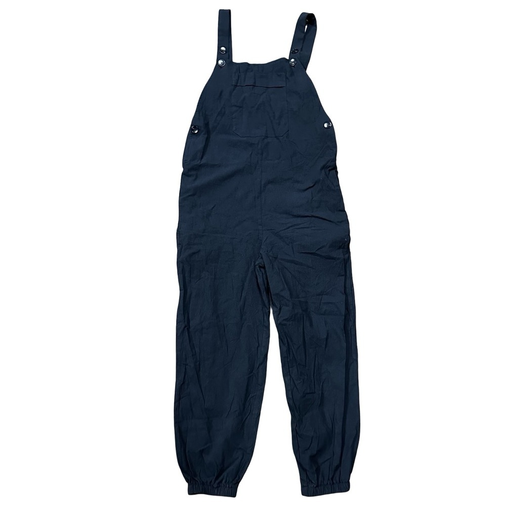 NEW Black Cotton Knit Overall Bibs Jogger Size Small Lagenlook Basic Classic